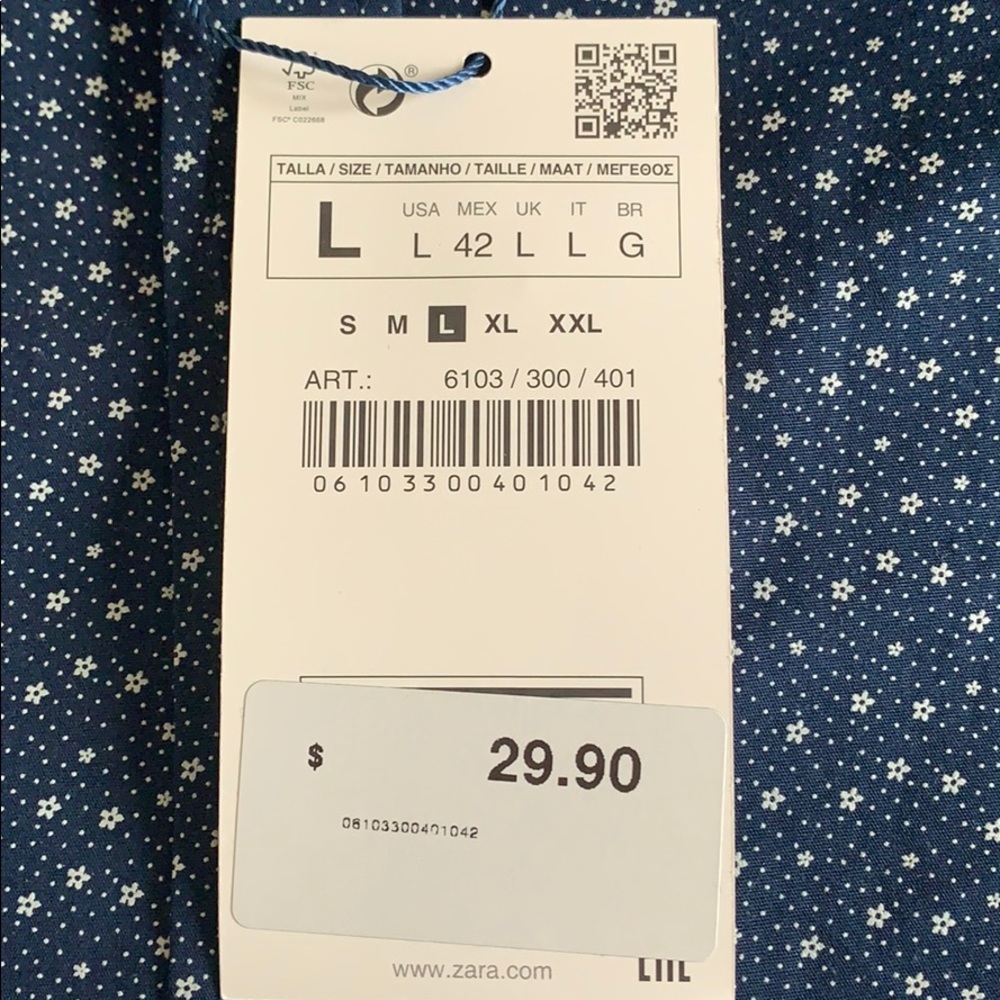 Men’s Zara Dress Shirt, Exclusive Print edition, L - Picture 4 of 6
